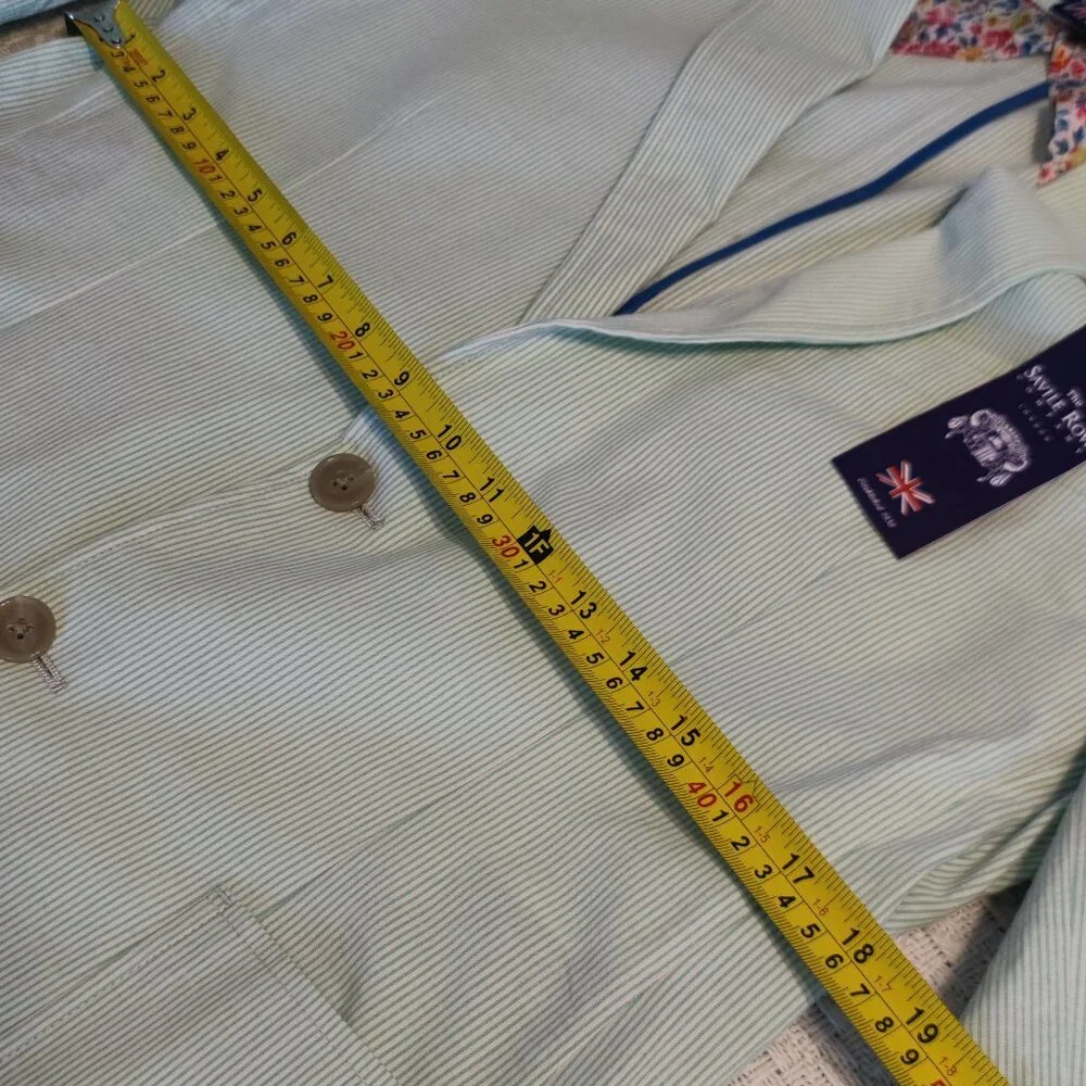 The Savile Row Co Maddox Mens Striped Blazer Jacket Sports Coat Tan White 38R - Picture 5 of 9